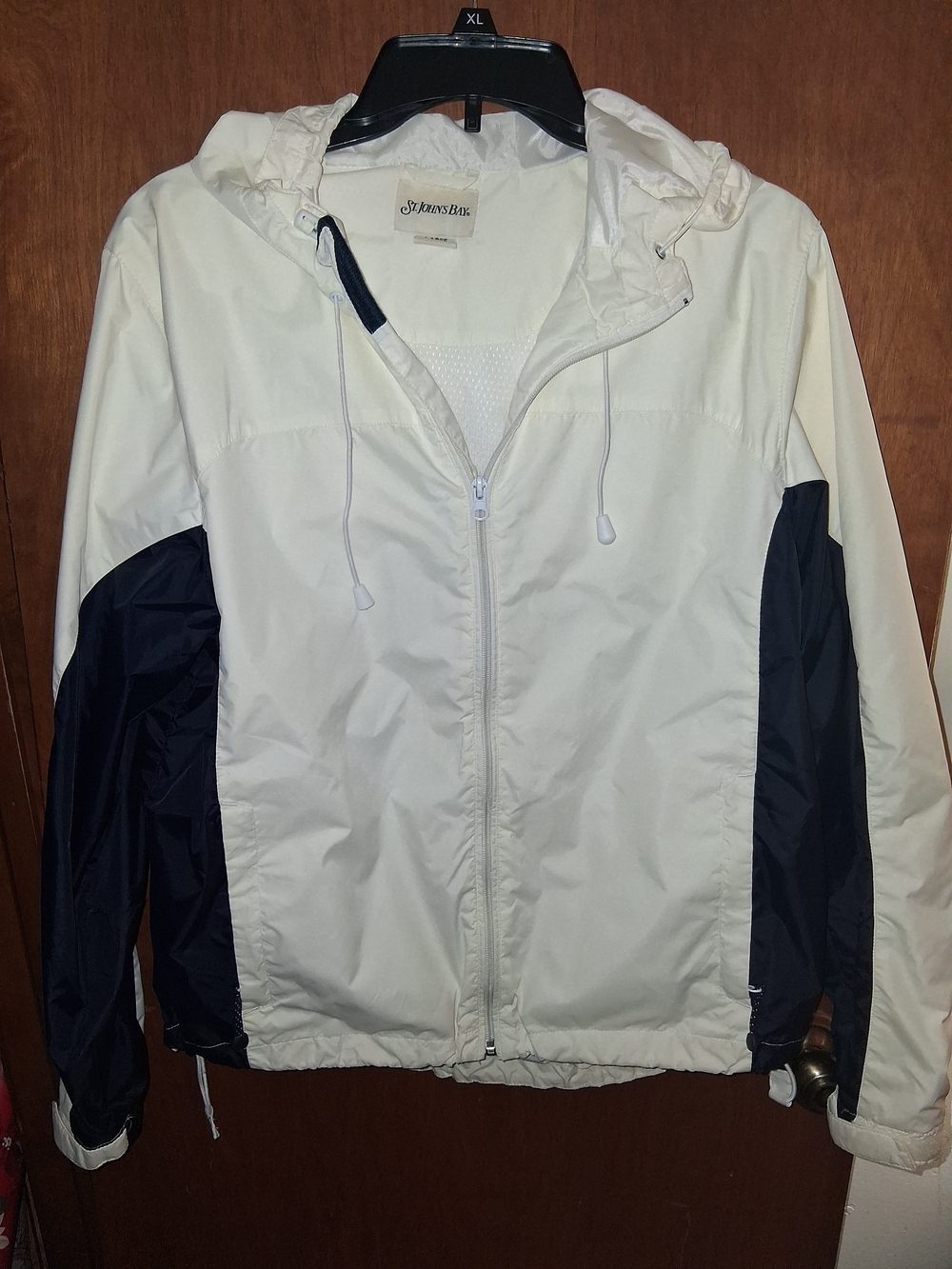 St. John's Bay Two-Tone Windbreaker Jacket - Cream & Navy